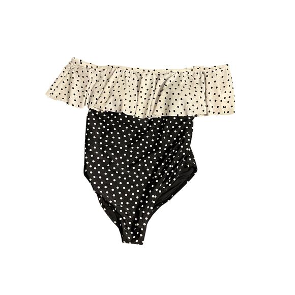 New Look Swim Suit Women's 1Pc UK18 Black White Polka Dot Bra Convertible Top - Picture 2 of 8
